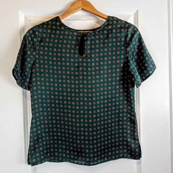 Mario Serrani Italy Green Print SS Top - Picture 2 of 5